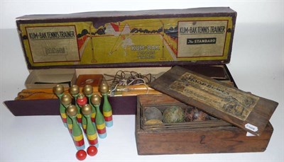 Lot 1115 - Six Boxed Toys and Games - Kum-Bak Tennis Trainer, Hoop Bowls, Uncle Wiggily Game, Grandmama's...