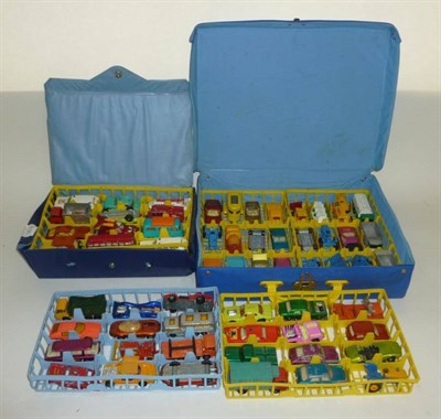 Lot 1133 - Mixed Toys, including two Matchbox carry cases of cars, wooden fort, Britains and other plastic...