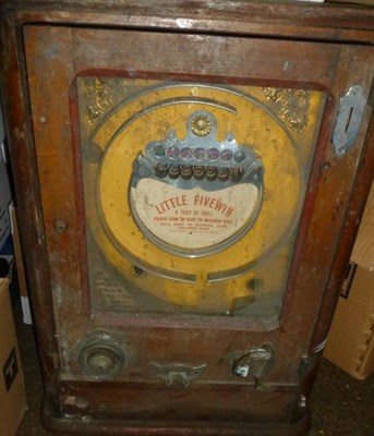 Lot 1143 - A Wooden Wall Mounted Allwins Type 'Live Five Win' Amusement Machine by Oliver Wales, Redcar,...