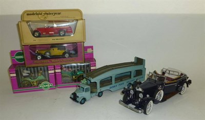 Lot 1153 - Six Model Vehicles, comprising a boxed Franklin Mint Mercedes Benz Model K, a Dinky Pullmore...