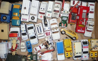 Lot 1158 - A Large Collection of Diecast Vehicles, including a quantity of tractors, police vehicles, fire...