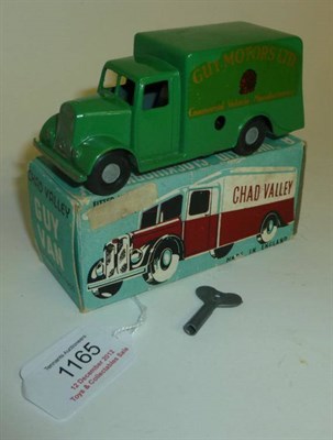 Lot 1165 - A Boxed Chad Valley Clockwork Diecast Wee-Kin 'Guy Motors Ltd' Guy Van, in green with gilt...