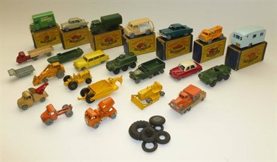 Lot 1171 - Seven Boxed Matchbox 1-75 Series Vehicles - No.17 Bedford Removals Van, No.23 Berkeley Caravan,...