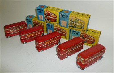 Lot 1178 - Five Boxed Corgi London Transport Routemaster Buses No.468, comprising three 'Outspan Oranges'...