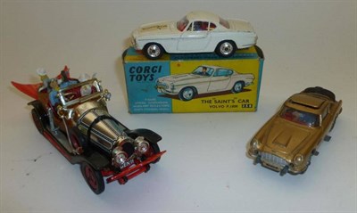 Lot 1194 - A Boxed Corgi The Saints Volvo P1800 Car No.258, in white with red interior, blue and yellow...