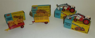 Lot 1196 - Two Boxed Corgi Massey Ferguson 65 Tractors - No.53 with Shovel and No.57 with Fork; Two Boxed...