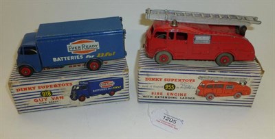 Lot 1205 - Two Boxed Dinky Supertoys Commercial Vehicles:- Guy 'Ever Ready' Van No.918, 2nd cab type, in blue