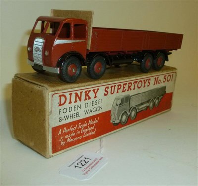 Lot 1221 - A Boxed Dinky Foden Diesel 8-Wheel Wagon No.501, 1st cab type, with chocolate brown cab and...