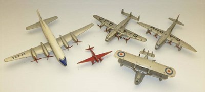 Lot 1233 - A Boxed Dinky Singapore Flying Boat No.60h, in silver with four propellers, RAF roundels to...