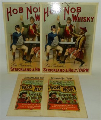 Lot 1238 - Two Hob Nob Whisky Advertising Showcards by Strickland & Holt, Yarm, featuring...