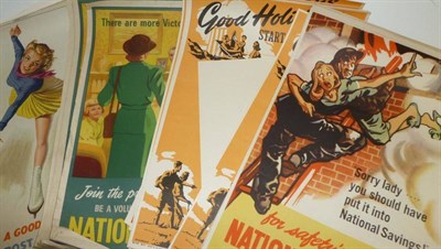 Lot 1240 - Ninety One Wartime Post Office National Savings Posters, comprising eight different designs,...