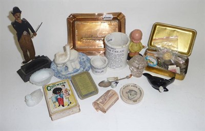 Lot 1245 - A Tray of Collectables, including a De La Rue Gollywog card game, transfer printed Elands...