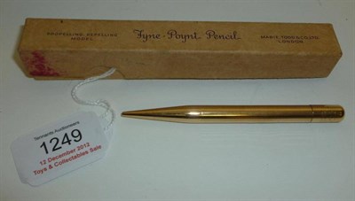 Lot 1249 - An 14ct Gold 'Fyne Poynt Pencil' by Mabie Todd & Co., hallmarks for London, with instructions,...