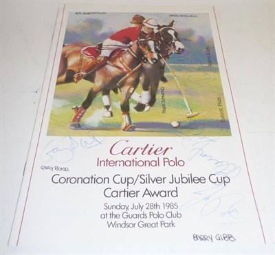 Lot 1263 - A Cartier International Polo Match Brochure, signed by Barry & Robin Gibb (Bee Gees), plus...