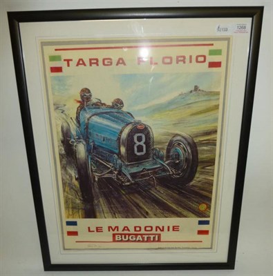 Lot 1268 - Phil May - Bugatti Targa Florio Le Madonie, poster study, signed and blind stamped in the...