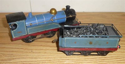 Lot 18 - An 'O' Gauge Clockwork 4-4-0 Locomotive and Tender No.901, in Caledonian Railway blue livery,...