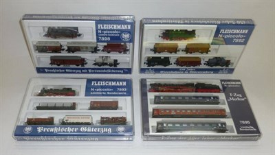 Lot 27 - Four Boxed Fleischmann Limited Edition 'N' Gauge Piccolo Train Sets:- Wurttemberg Mixed Traffic...