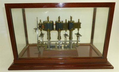 Lot 71 - A Triple Cylinder Marine Engine, constructed of parts in brass, steel and gunmetal, with solid...