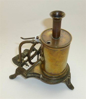 Lot 72 - A Small Live Steam Stationary Engine, with vertical copper boiler, brass chimney, single...