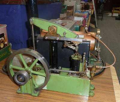 Lot 75 - A Large Stuart Gas Powered Stationary Steam Plant, comprising a single cylinder beam engine in...