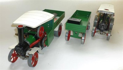 Lot 76 - A Boxed Mamod Live Steam Traction Engine T.E.1a, in green and black, with steering rod; A Mamod...