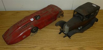 Lot 82 - Two Damaged and Incomplete Tinplate Cars - Kingsbury land speed record car and a JEP limousine