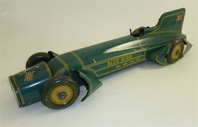 Lot 84 - A Guntermann Clockwork Tinplate Bluebird Land Speed Record Car, in blue with yellow lining,...