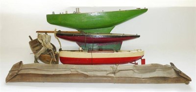 Lot 102 - Model Boats, comprising two small wooden pond yachts - one with mast and sails, a Sutcliffe...