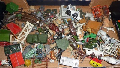 Lot 118 - A Collection of Britains and Other Playworn Lead Figures, including hunt figures & farming figures