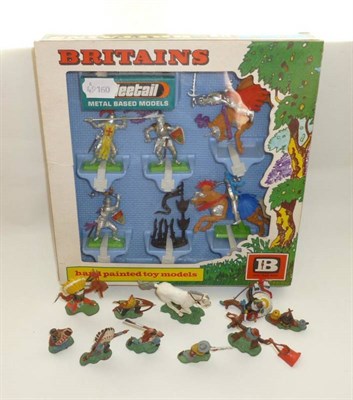 Lot 122 - A Boxed Set of Britains Deetail Knights No.7746, containing two mounted knights, three standing...