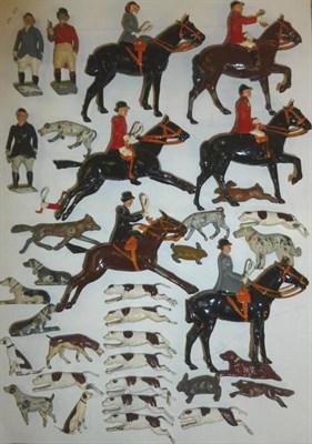 Lot 124 - A Set of Britains Hollowcast Lead Fox Hunt Figures, including six mounted figures, three...