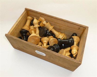 Lot 137 - A Boxwood and Ebony Staunton Chess Set, height of kings 8cm, in a lidless box