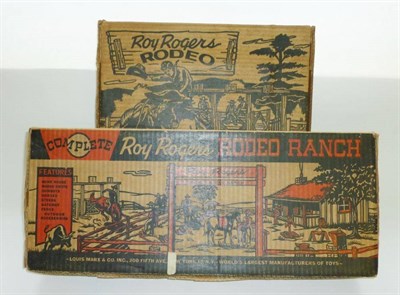 Lot 160 - A Boxed Marx Roy Rogers Rodeo Set, containing plastic figures and accessories; A Boxed Marx Roy...