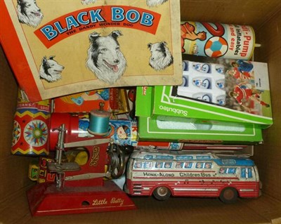 Lot 164 - Mixed Toys and Games, including tinplate toys, kaleidoscopes, Huckleberry Hound game, tinplate...