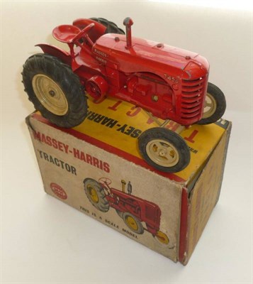 Lot 196 - A Boxed Lesney Diecast Scale Model of a Massey-Harris Tractor, numbered 745D, with red body,...