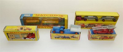 Lot 203 - Four Boxed Matchbox King Size Vehicles - K-16 Tractor & Tipper, K-15 Merryweather Fire Engine, K-18