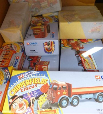 Lot 208 - Thirteen Boxed Corgi Classics Chipperfields Circus Vehicles, box numbers 97957, 97886 x 2,...