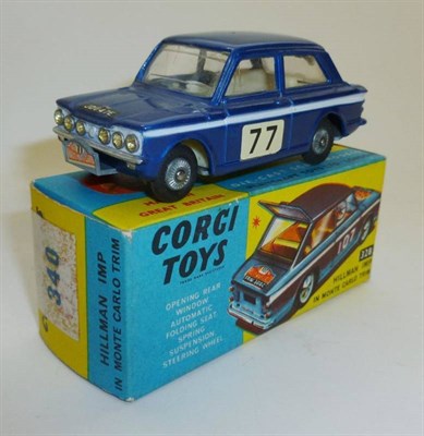 Lot 214 - A Boxed Corgi Hillman Imp in Monte Carlo Trim No.340, in metallic blue, racing number 77, box...