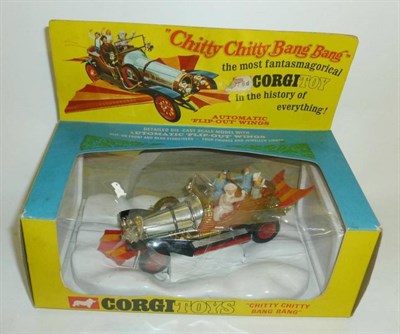 Lot 218 - A Boxed Corgi Chitty Chiity Bang Bang No.266, with inner plastic base card, in blue and yellow...