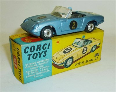 Lot 221 - A Boxed Corgi Lotus Elan S2 No.318, with metallic blue body, racing number '2', 'I've got a...