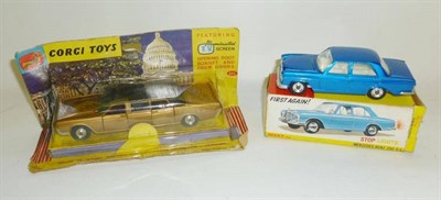 Lot 223 - A Boxed Corgi Lincoln Continental No.262, with gold body, in blister pack; A Boxed Dinky...