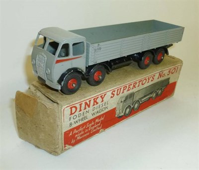 Lot 238 - A Boxed Dinky Supertoys Foden Diesel 8-Wheel Wagon No.501, 1st cab type, with light grey body,...