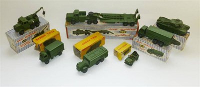 Lot 244 - Seven Boxed Dinky Military Vehicles - Tank Transporter No.660, Centurion Tank No.651, Recovery...