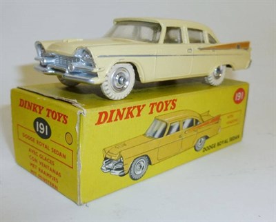 Lot 253 - A Boxed Dinky Dodge Royal Sedan No.191, with cream body, tan flash, white tyres