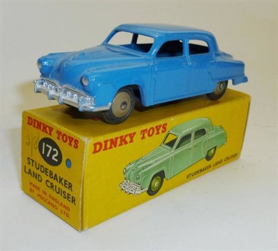 Lot 255 - A Boxed Dinky Studebaker Land Cruiser No.172, with blue body, beige hubs, pictorial box