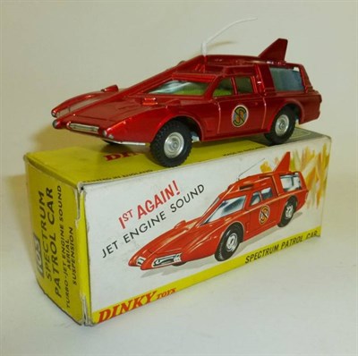 Lot 258 - A Boxed Dinky Spectrum Patrol Car No.103, with metallic red body, lemon interior, instructions...