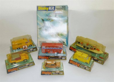 Lot 262 - Six Boxed Dinky Vehicles, all in blister packs - Ford Transit Van No.416, Bedford AA Van...