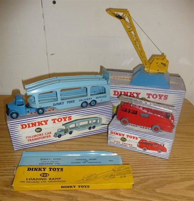 Lot 264 - Three Boxed Dinky Vehicles - Pullmore Car Transporter No.982 with Ramp No.994, Fire Engine...