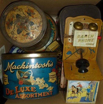 Lot 279 - A Collection of Vintage Tins, including Dainty Dinah toffee tins, Zebra/Brasso polish tin,...