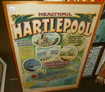 Lot 280 - A Lithographed 'Healthful Hartlepool' Tourist Board Advertising Poster, pre-war multicoloured...